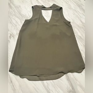 Super cute olive green tank with cut out neck